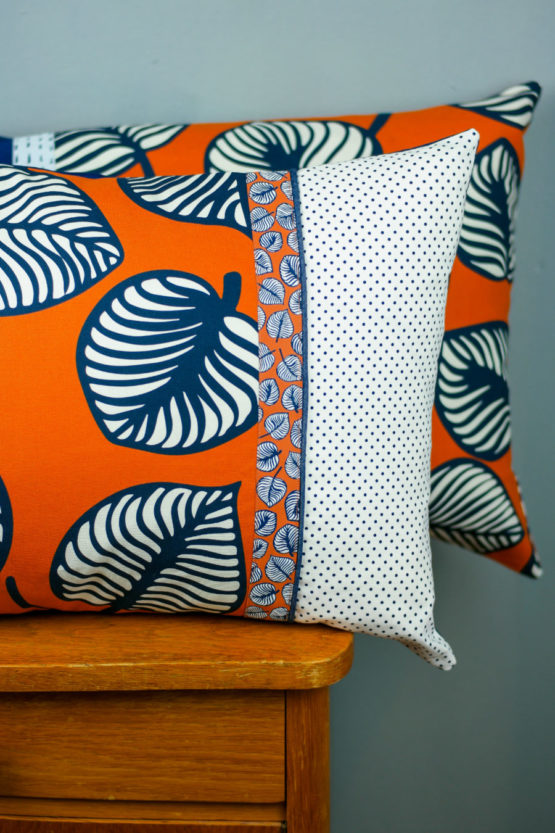 Blätter Canvas NELLIE orange blau aus Sew & More Kollektion, Designbeispiel von mirarostock - Mira Wehmer